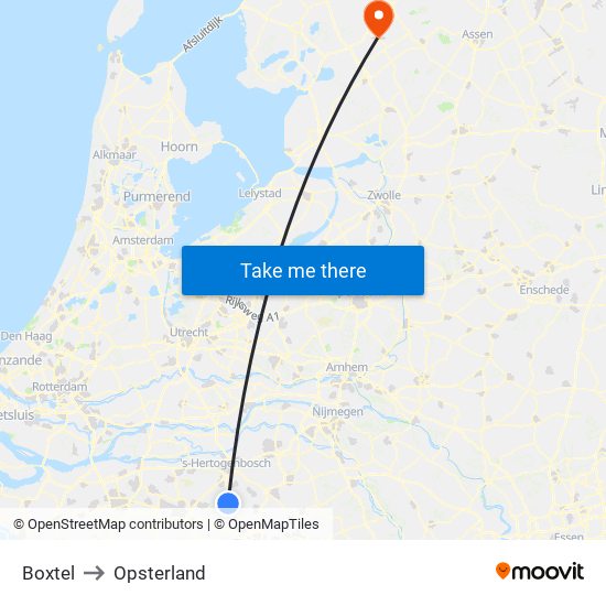 Boxtel to Opsterland map