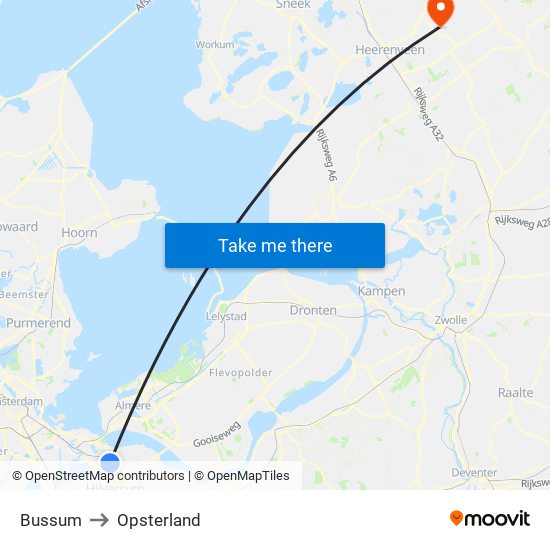 Bussum to Opsterland map