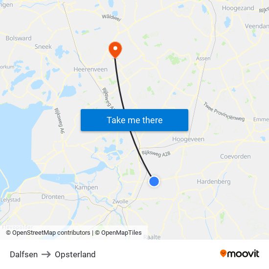 Dalfsen to Opsterland map
