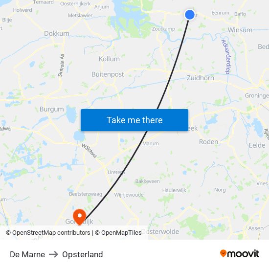 De Marne to Opsterland map