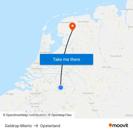 Geldrop-Mierlo to Opsterland map