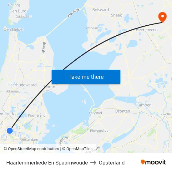 Haarlemmerliede En Spaarnwoude to Opsterland map