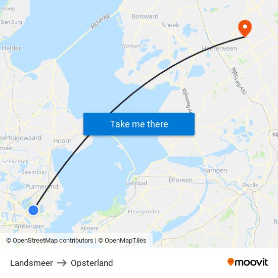 Landsmeer to Opsterland map