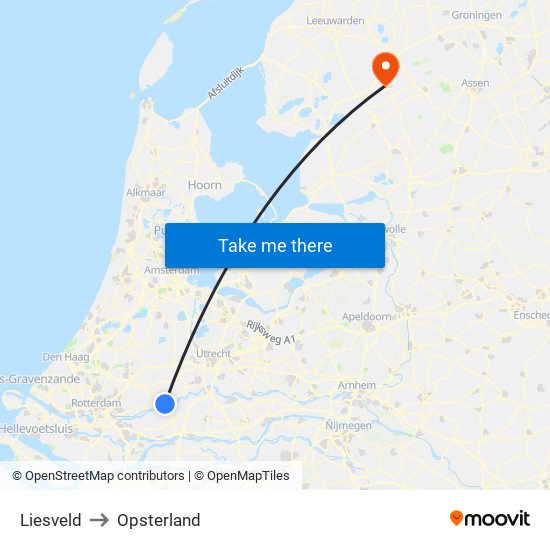 Liesveld to Opsterland map