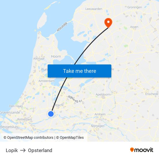 Lopik to Opsterland map