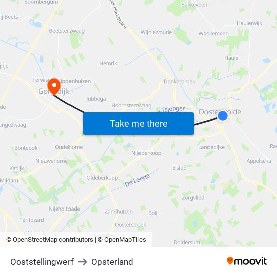 Ooststellingwerf to Opsterland map