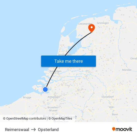 Reimerswaal to Opsterland map