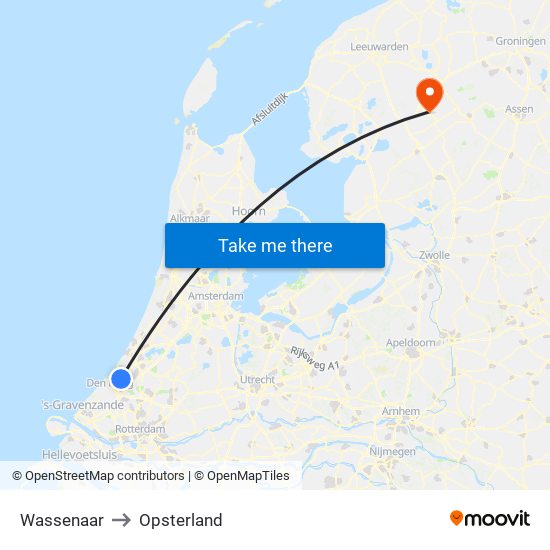 Wassenaar to Opsterland map