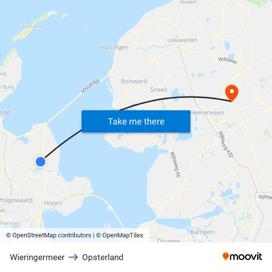 Wieringermeer to Opsterland map