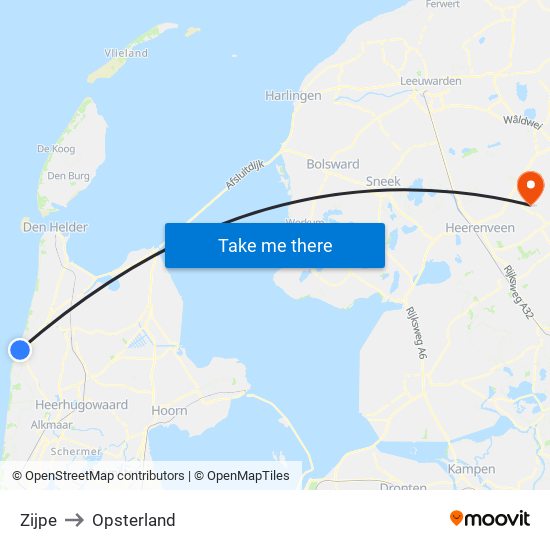 Zijpe to Opsterland map