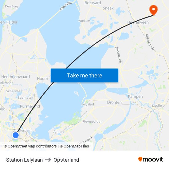 Station Lelylaan to Opsterland map