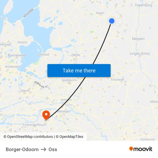 Borger-Odoorn to Oss map