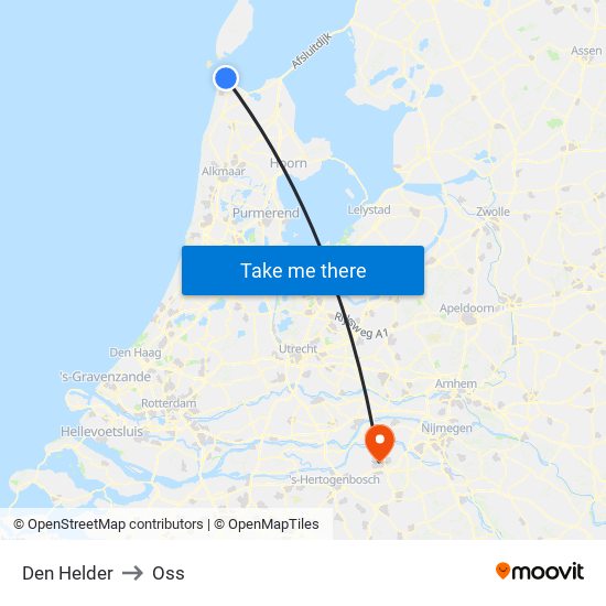 Den Helder to Oss map