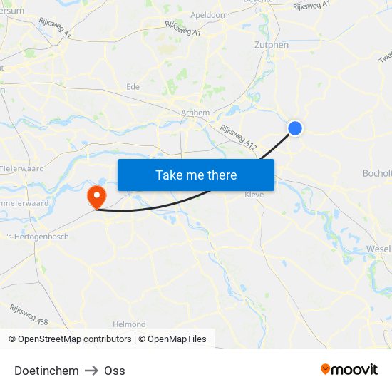 Doetinchem to Oss map