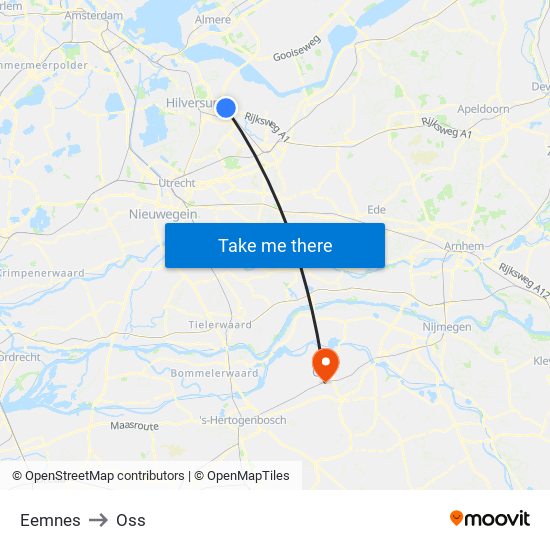 Eemnes to Oss map