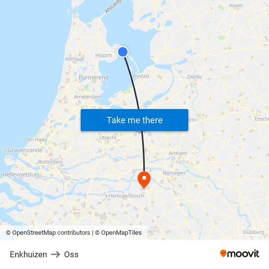 Enkhuizen to Oss map
