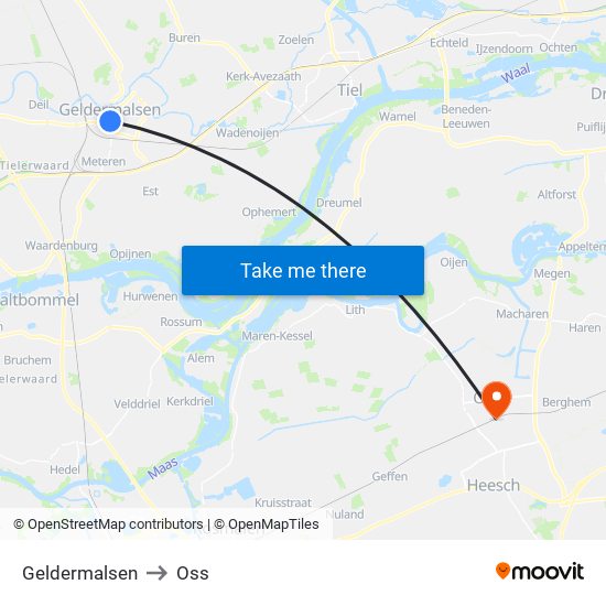 Geldermalsen to Oss map