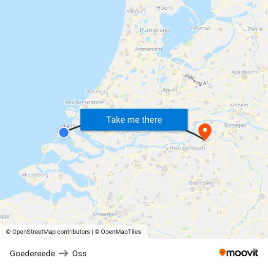 Goedereede to Oss map