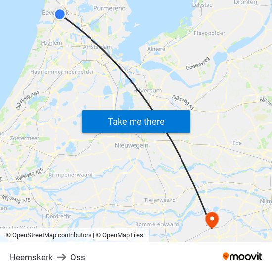 Heemskerk to Oss map