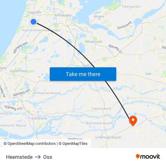 Heemstede to Oss map