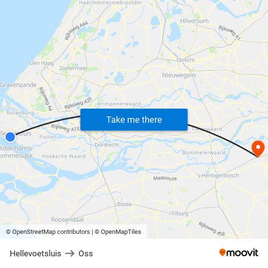Hellevoetsluis to Oss map