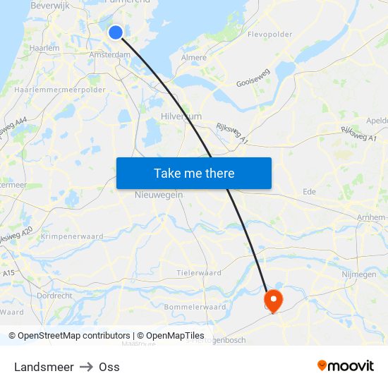 Landsmeer to Oss map