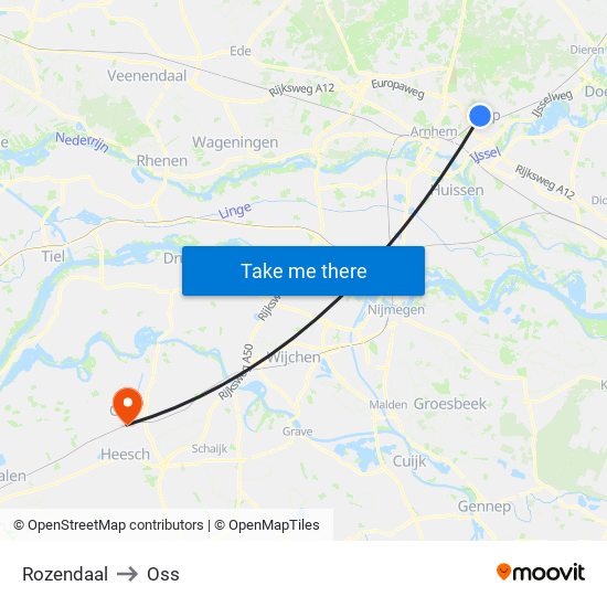 Rozendaal to Oss map