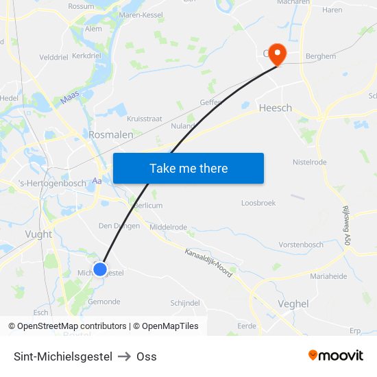 Sint-Michielsgestel to Oss map