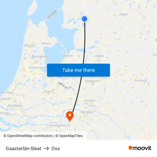 Gaasterlân-Sleat to Oss map