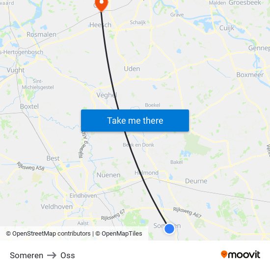 Someren to Oss map