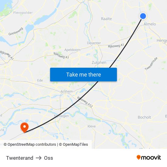 Twenterand to Oss map