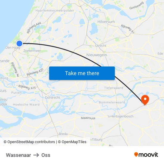 Wassenaar to Oss map