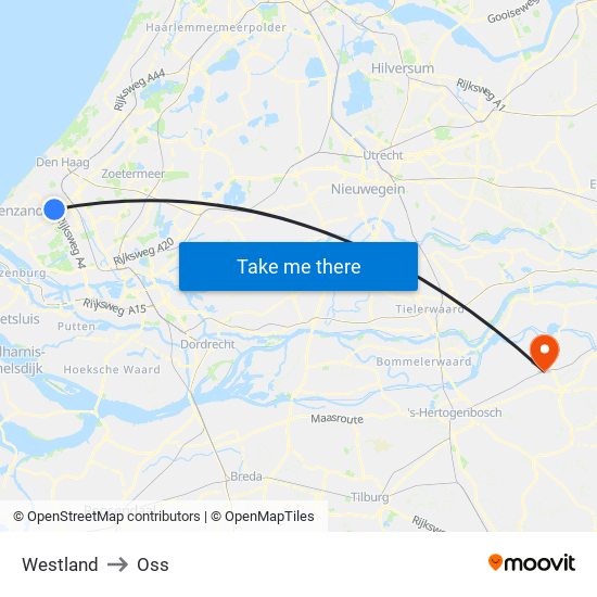 Westland to Oss map