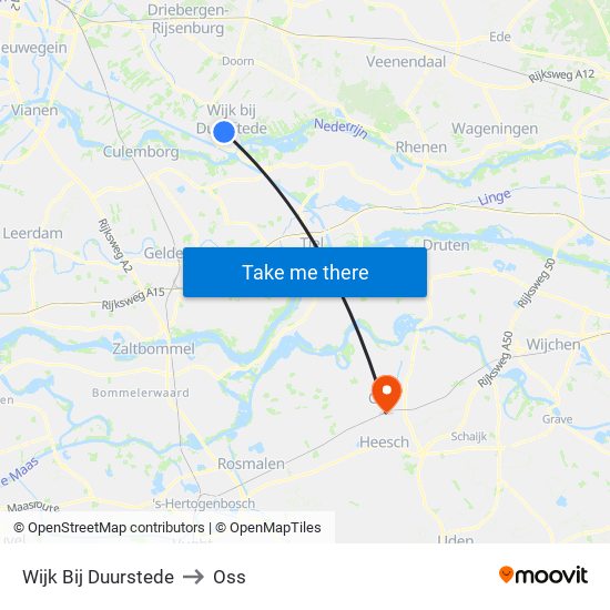 Wijk Bij Duurstede to Oss map