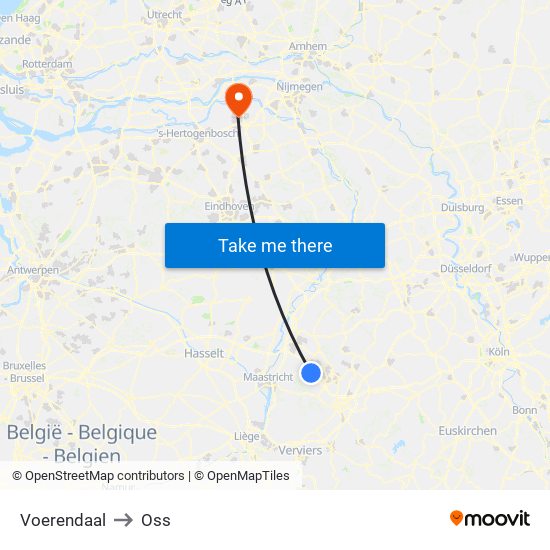 Voerendaal to Oss map