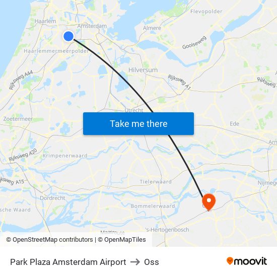 Park Plaza Amsterdam Airport to Oss map