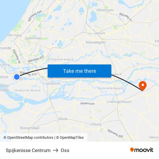Spijkenisse Centrum to Oss map