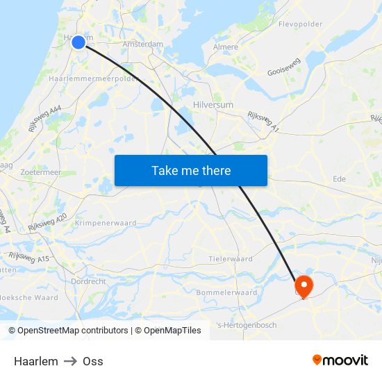 Haarlem to Oss map