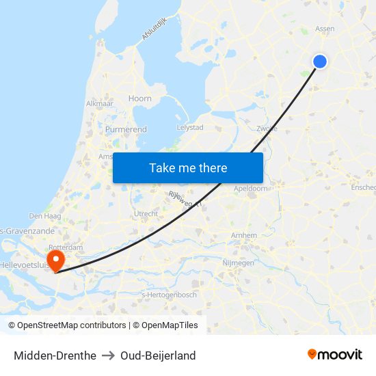 Midden-Drenthe to Oud-Beijerland map