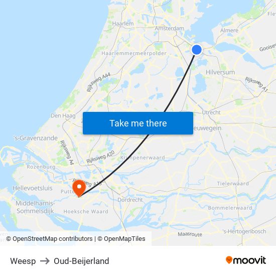 Weesp to Oud-Beijerland map