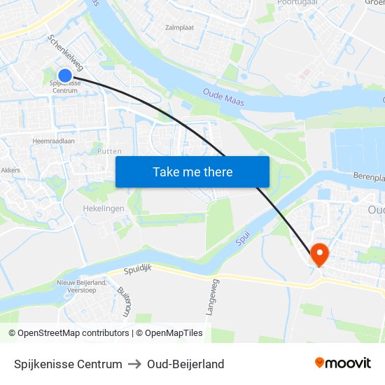 Spijkenisse Centrum to Oud-Beijerland map