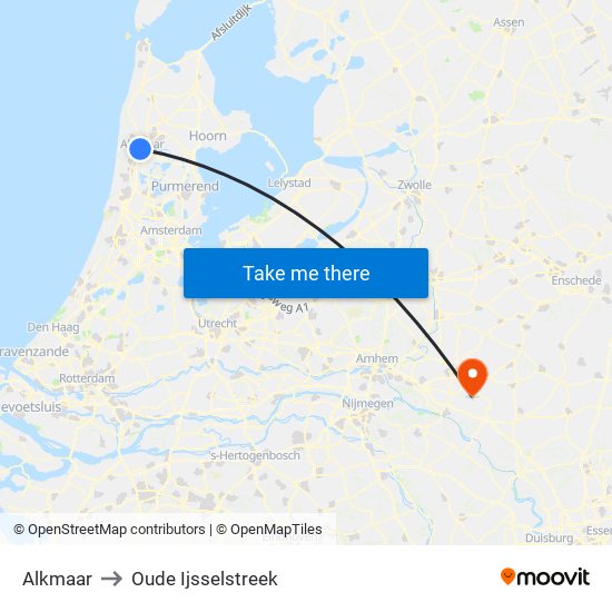 Alkmaar to Oude Ijsselstreek map