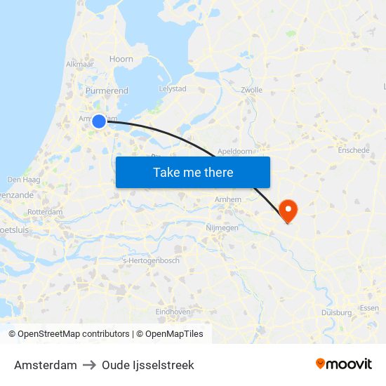 Amsterdam to Oude Ijsselstreek map