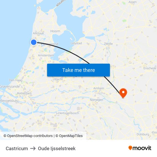 Castricum to Oude Ijsselstreek map
