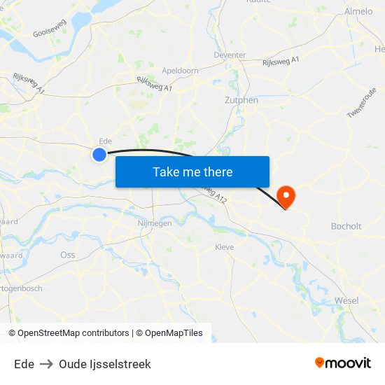 Ede to Oude Ijsselstreek map