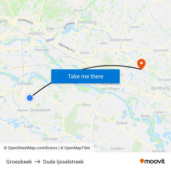 Groesbeek to Oude Ijsselstreek map