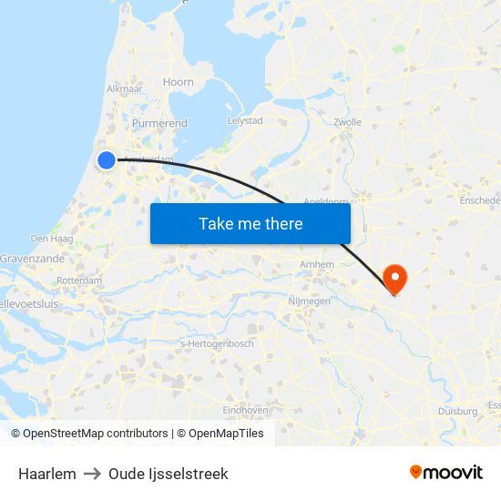 Haarlem to Oude Ijsselstreek map