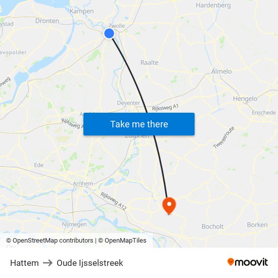 Hattem to Oude Ijsselstreek map