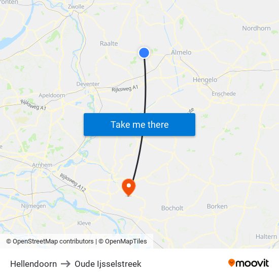 Hellendoorn to Oude Ijsselstreek map