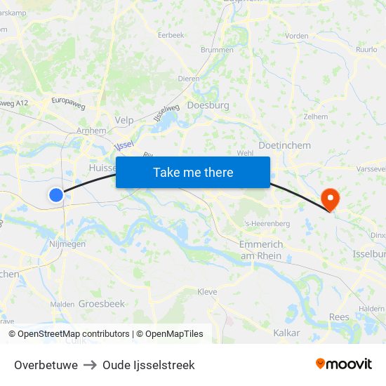 Overbetuwe to Oude Ijsselstreek map